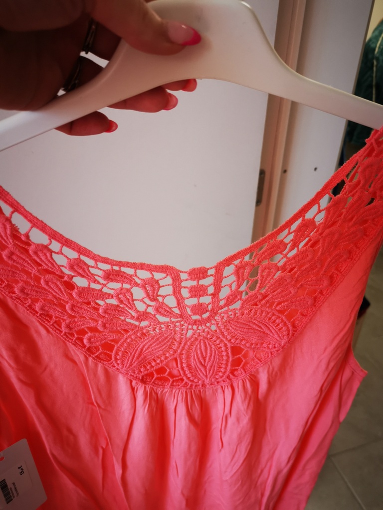 Top crochet corail