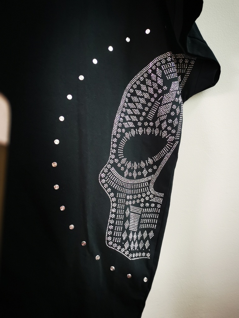 T-shirt skull strass côté Noir