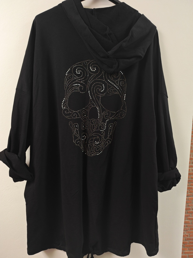 Gilet skull capuche noir
