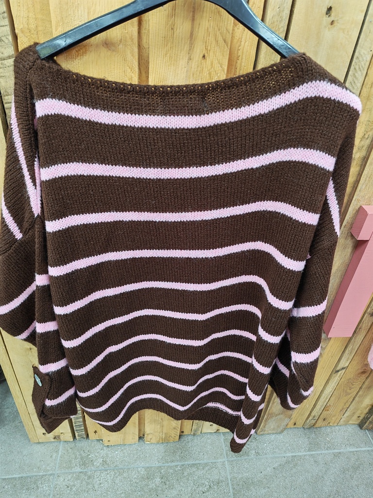 Pull "Mada" Chocolat & rose pâle