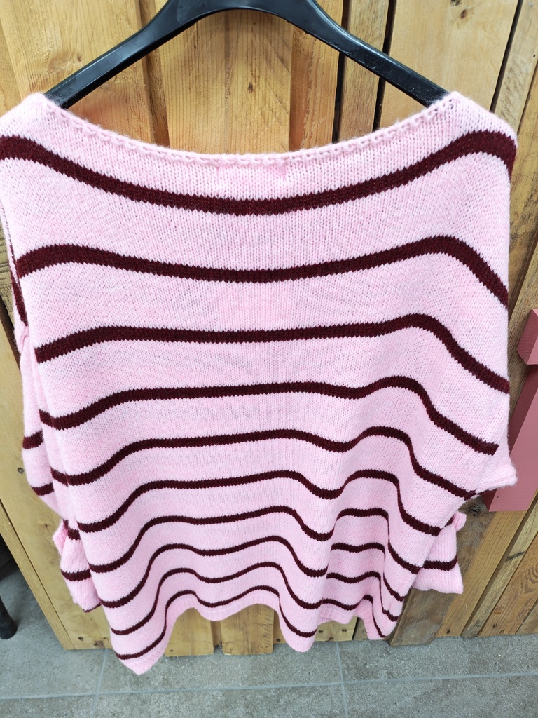 Pull "Mada" rose & bordeaux