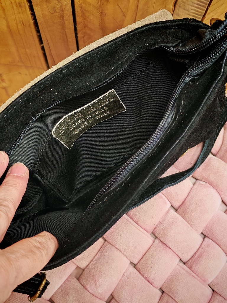 Sac cartable cuir "Elisabeth" noir/doré
