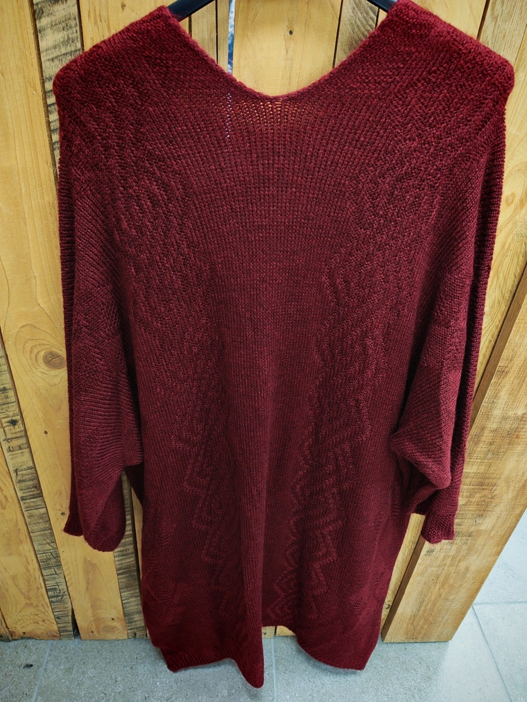 Gilet mi-long "Dina" Bordeaux