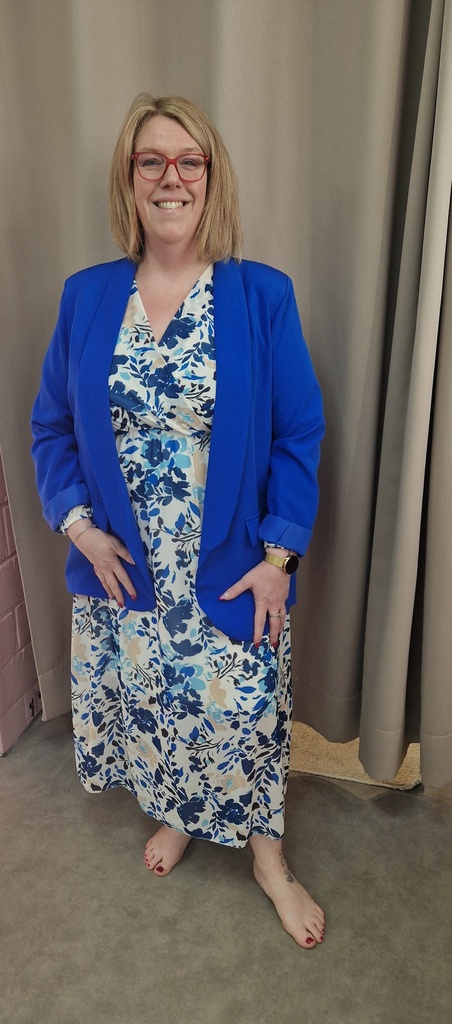 Robe "Mina" longue bleue électrique 36-42