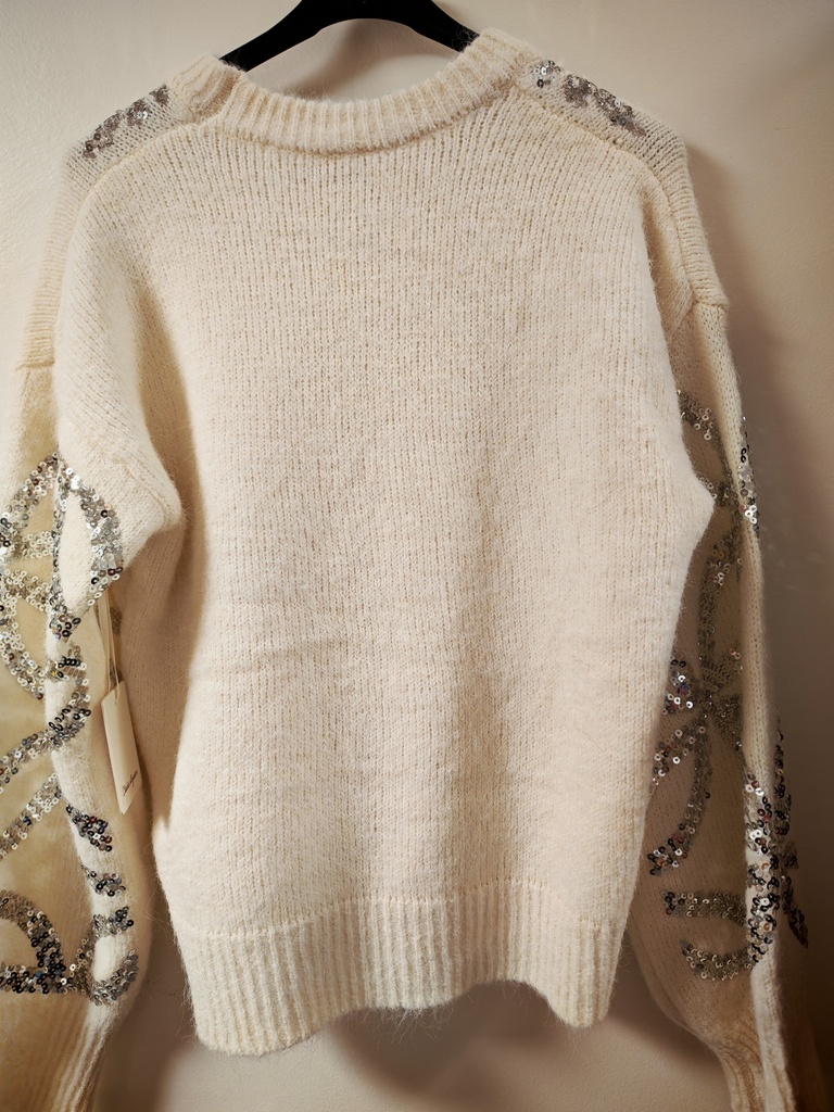 Pull mandala strass blanc