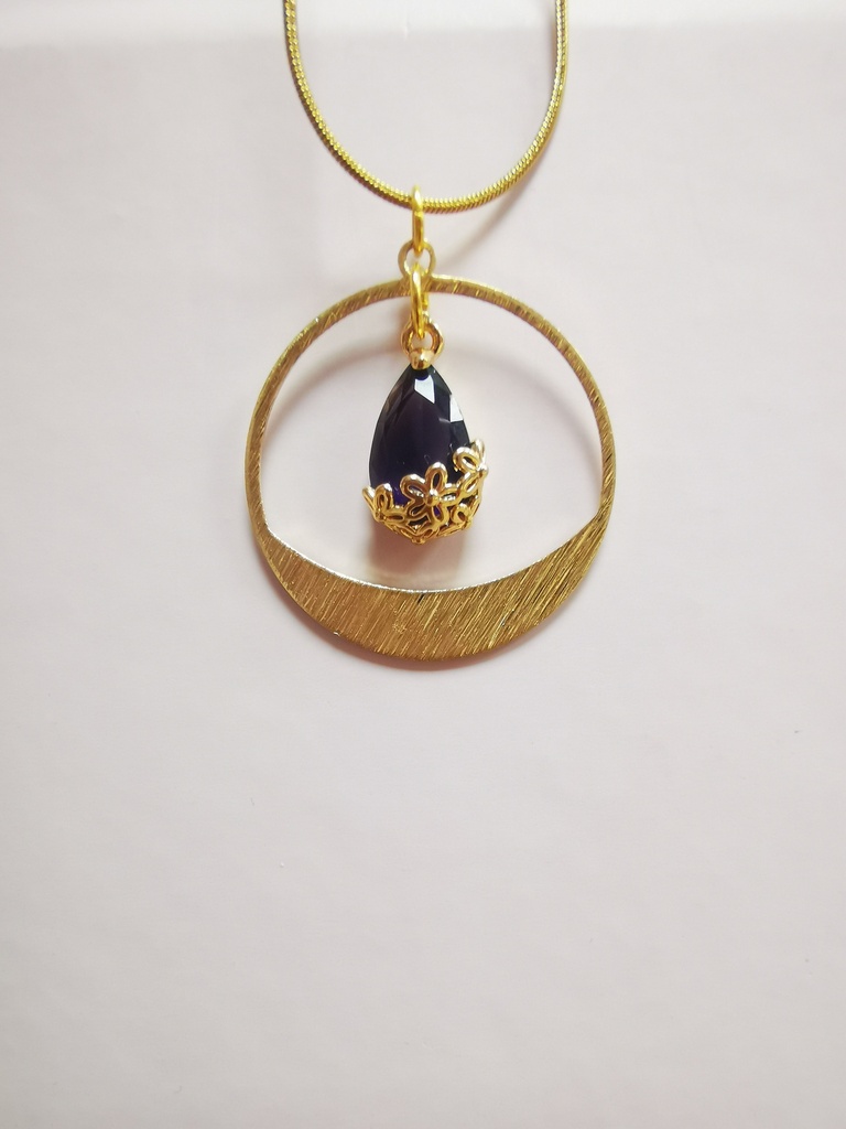 Collier doré Demi-Cercle griffé cabochon Violet (Fééries)