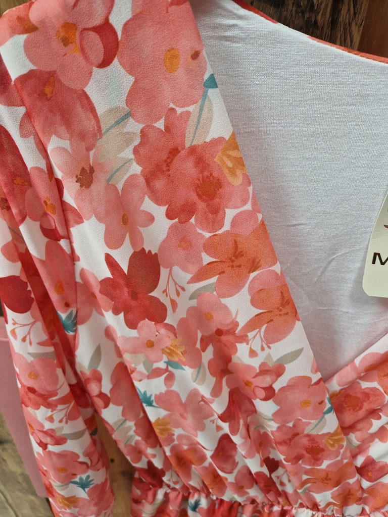 Robe "Charlie" PT fond blanc-corail