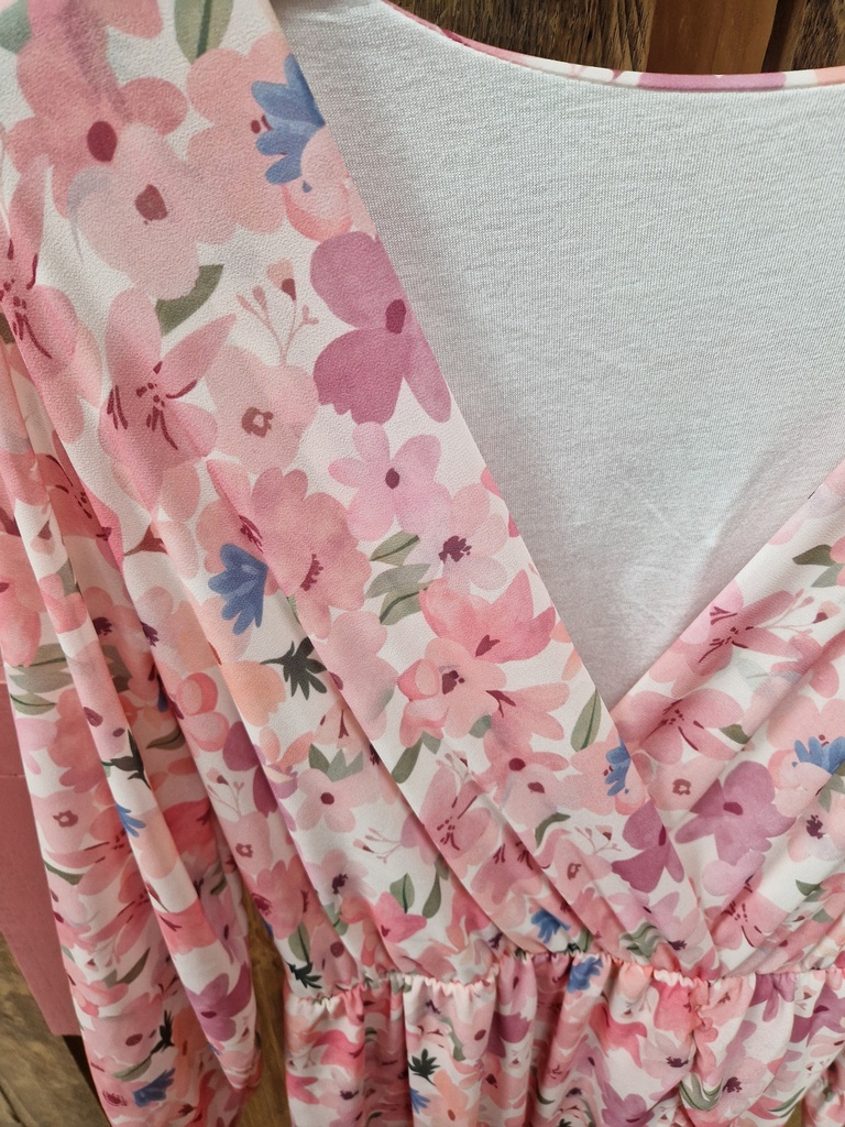 Robe "Charlie" PT fond blanc-rose 