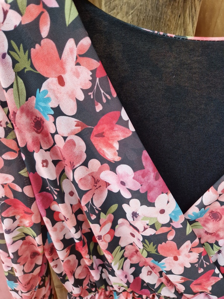 Robe "Charlie" PT fond noir-corail