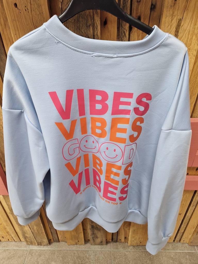 Pull sweat Good Vibes bleu ciel GT