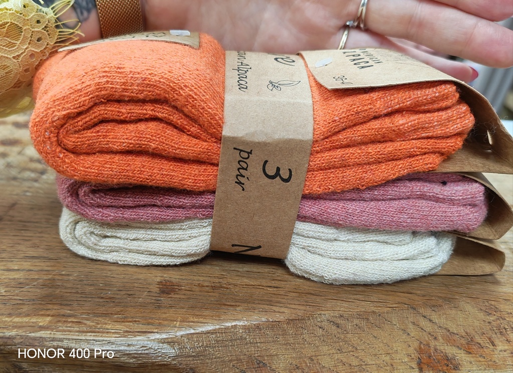 Pack 3 paires Alpaga unies 36/41 - Beige/Rose/Orange