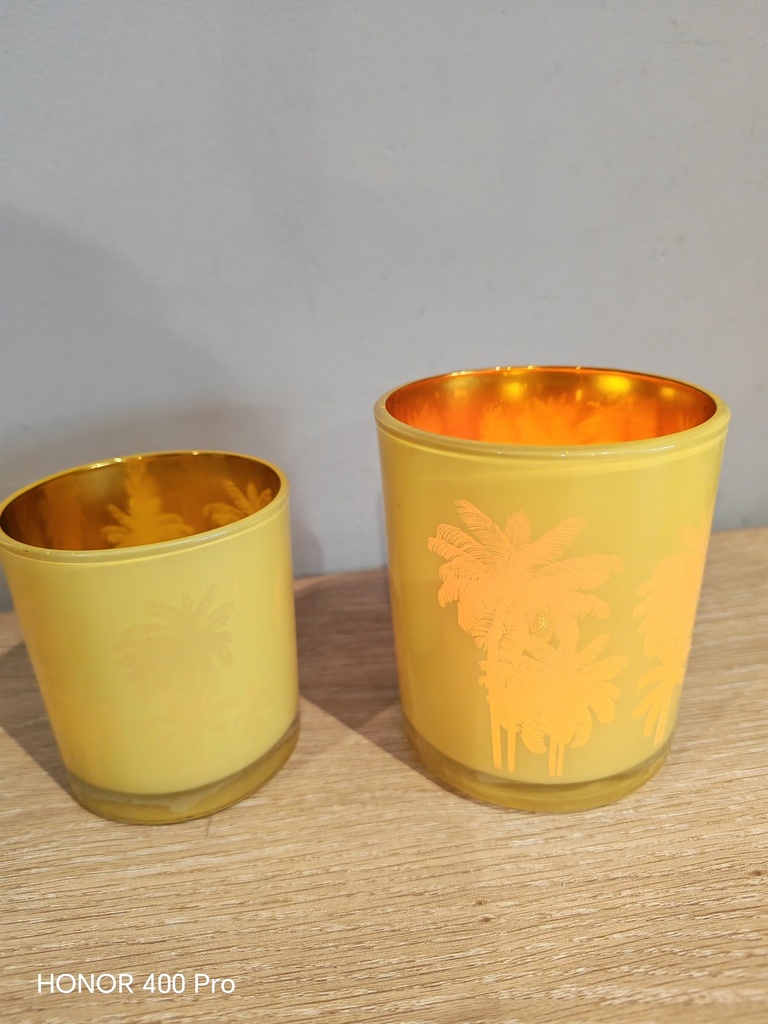 Petit bougeoir palmiers jaune