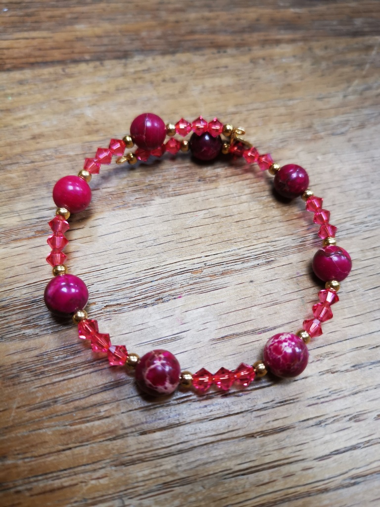 Bracelet doré Jaspes rouges toupies PureCrystal Padparadsha