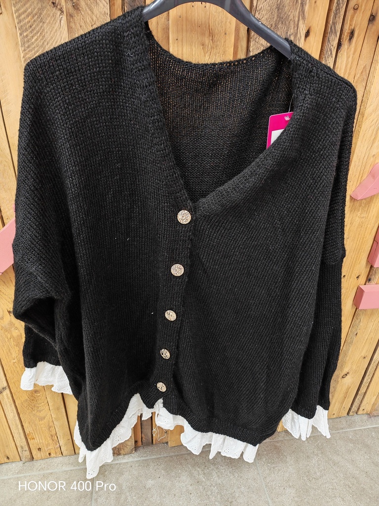 Gilet "Antoon" dentelle Noir