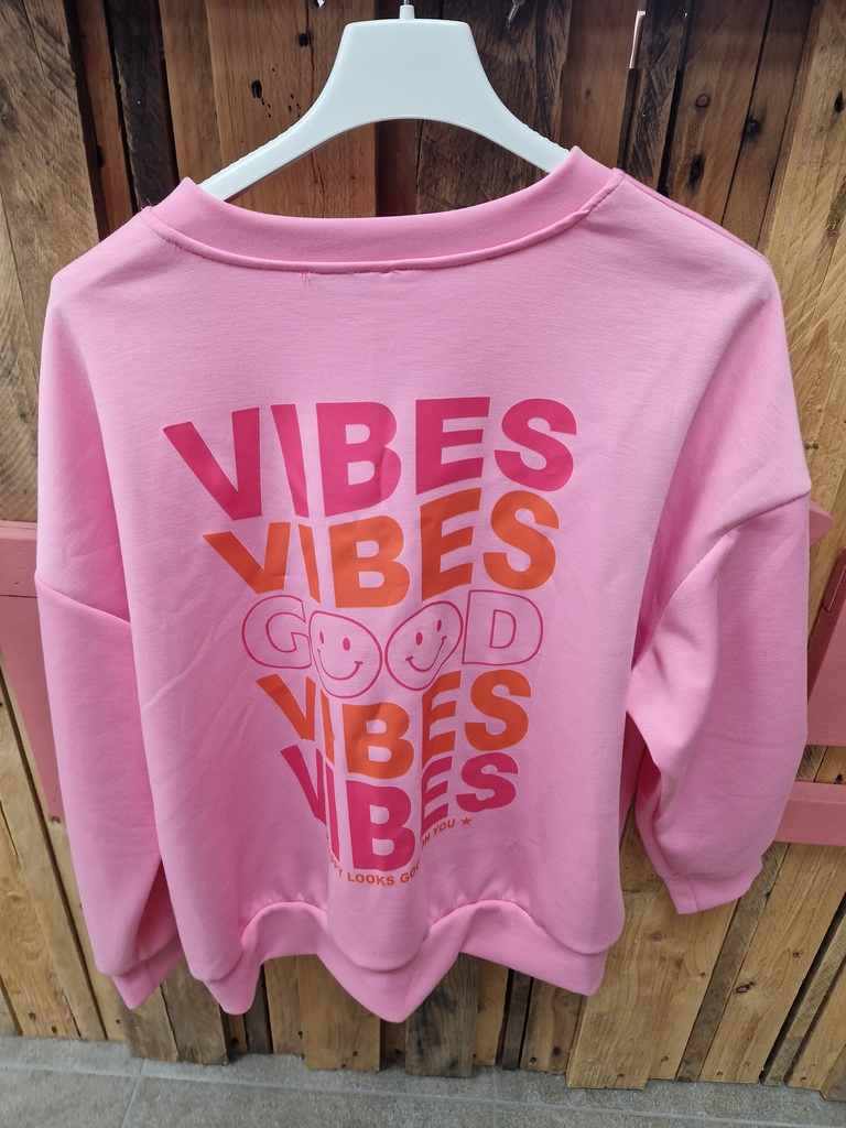 Pull sweat Good Vibes rose PT
