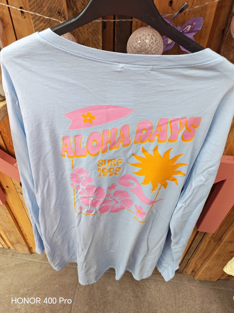 T-shirt Aloha-Surf bleu ciel