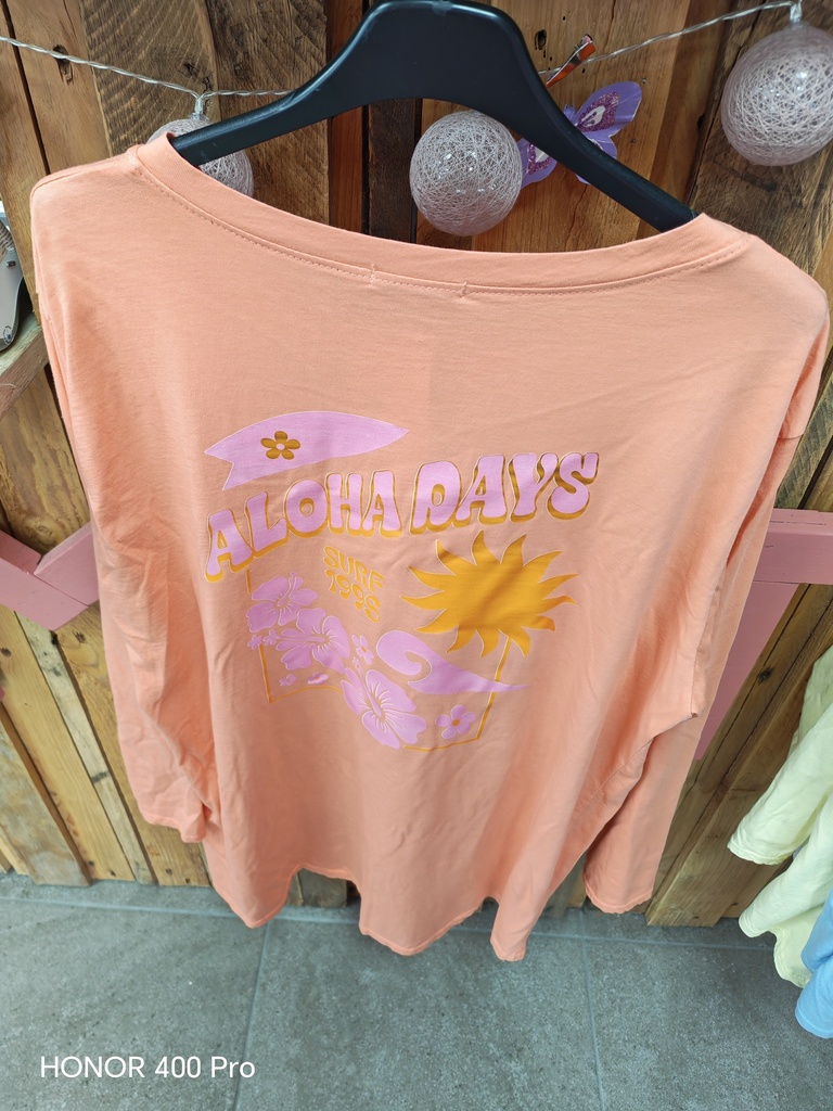 T-shirt Aloha-Surf corail