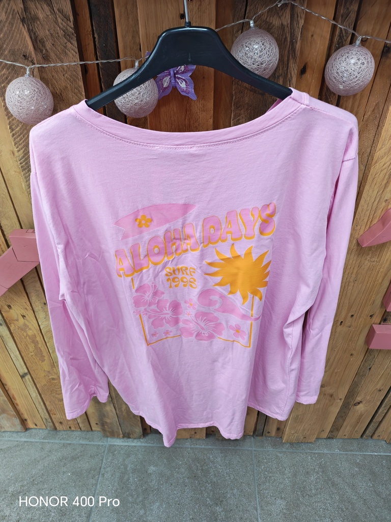 T-shirt Aloha-Surf rose
