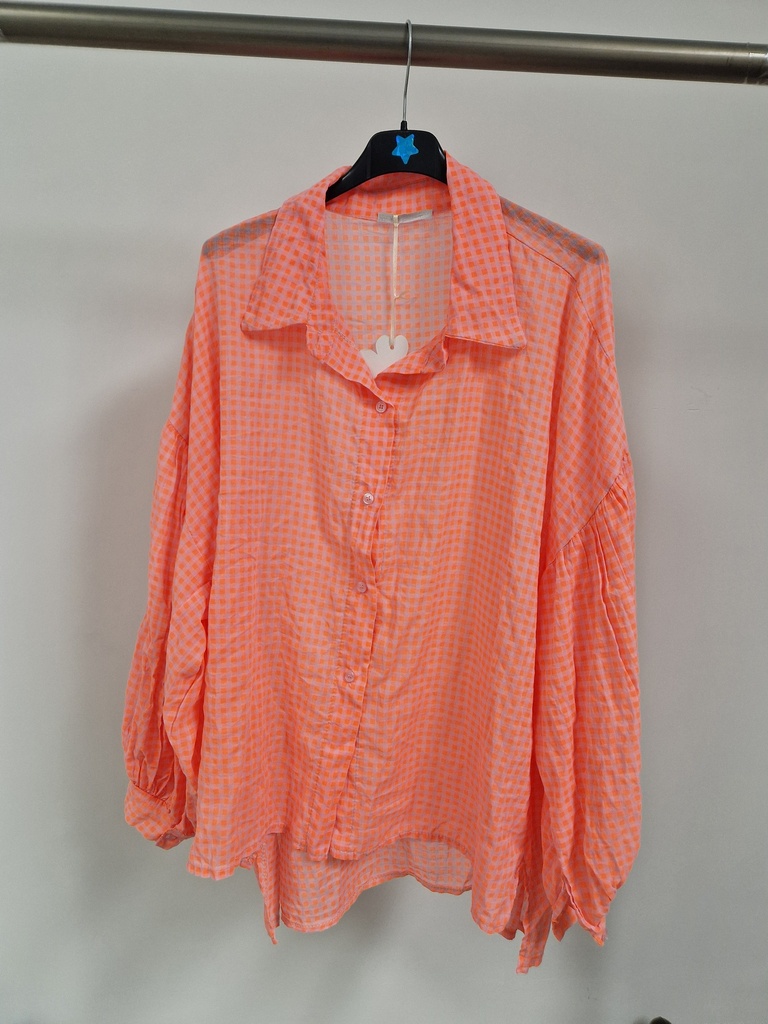 Chemise fluo carreaux tons orangés