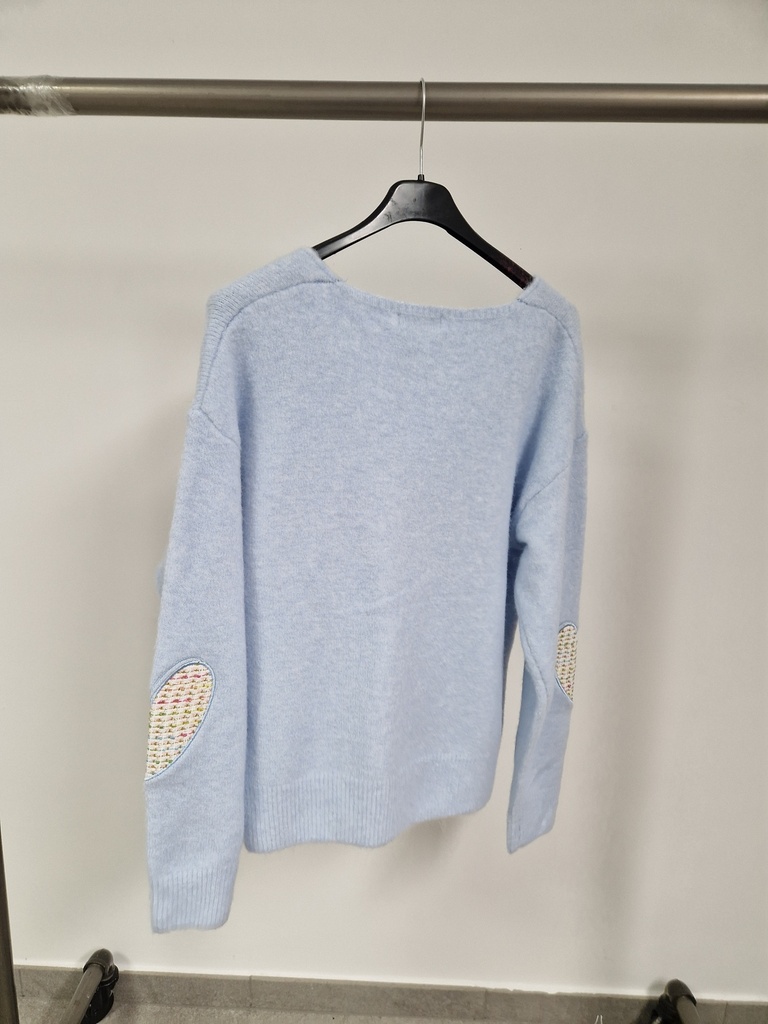 Pull coeur bleu ciel