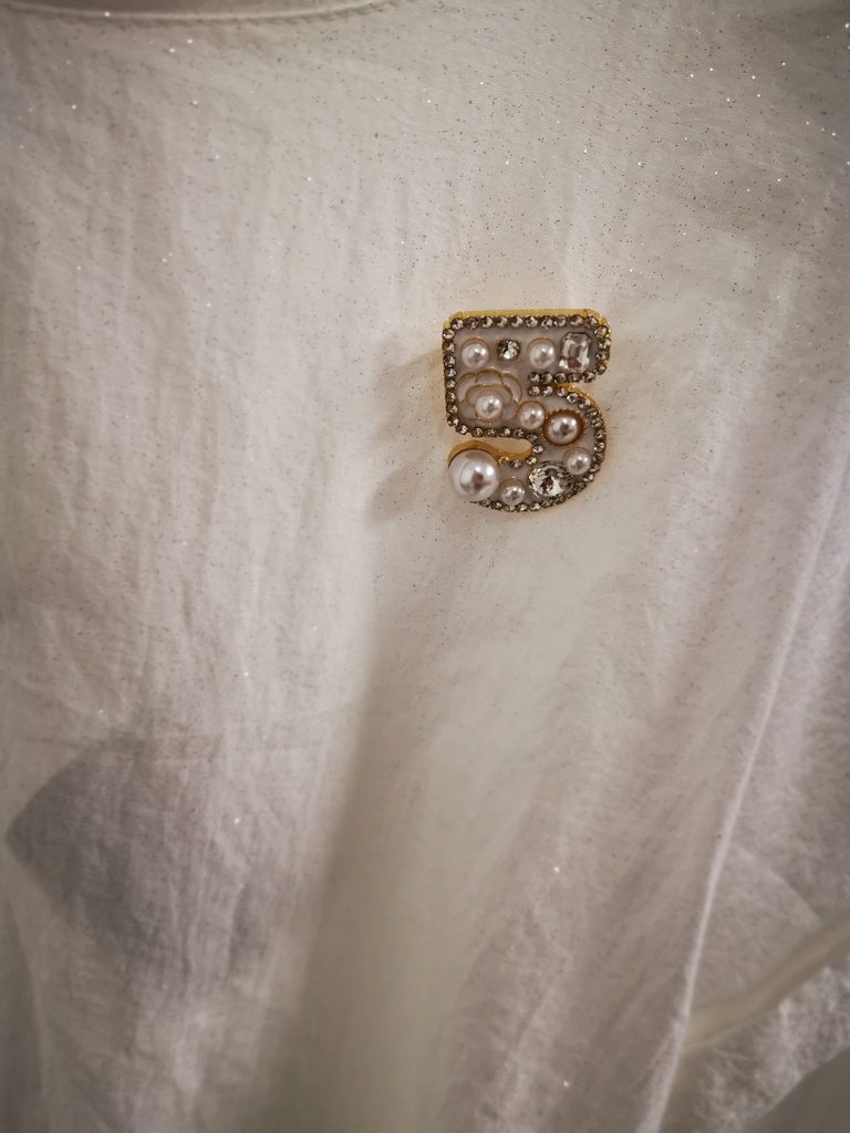 Ensemble "Shini" blanc paillettes fines argentées