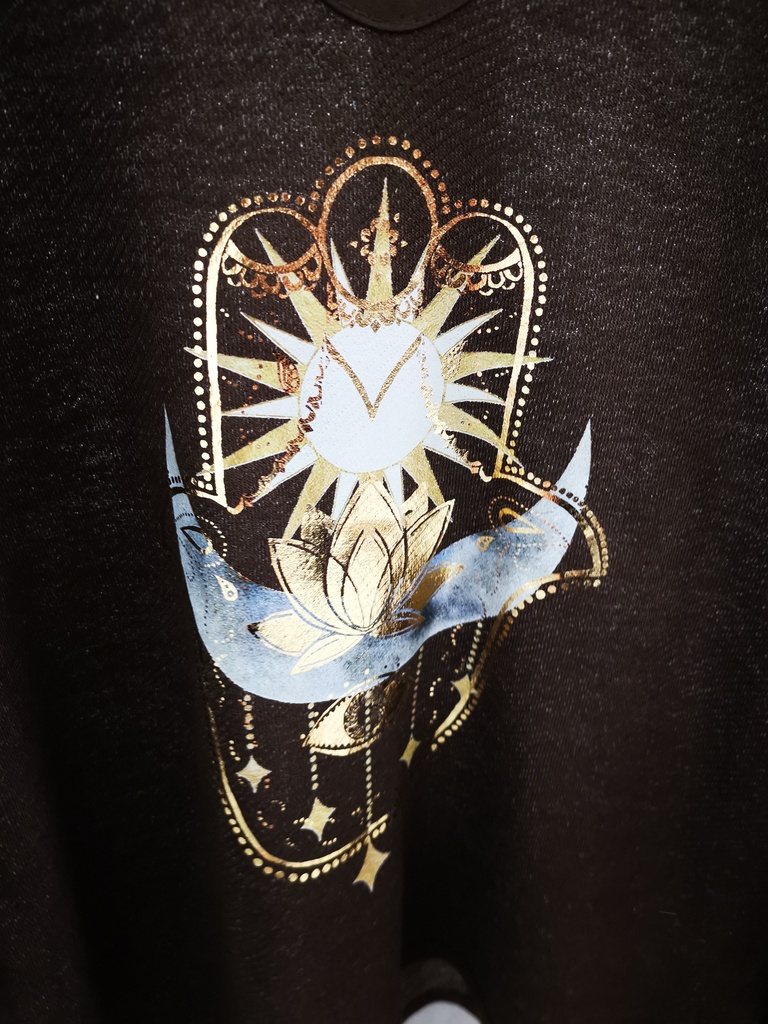 Pull fin lotus + main Chocolat