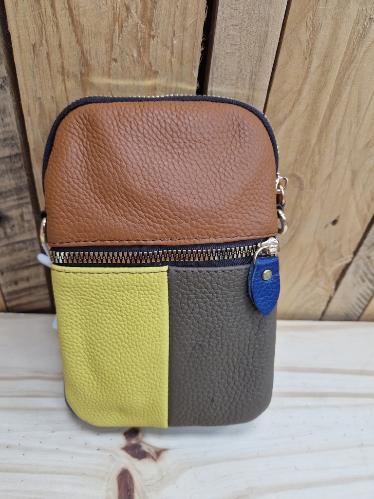 Pochette sac "Coloria" cuir camel