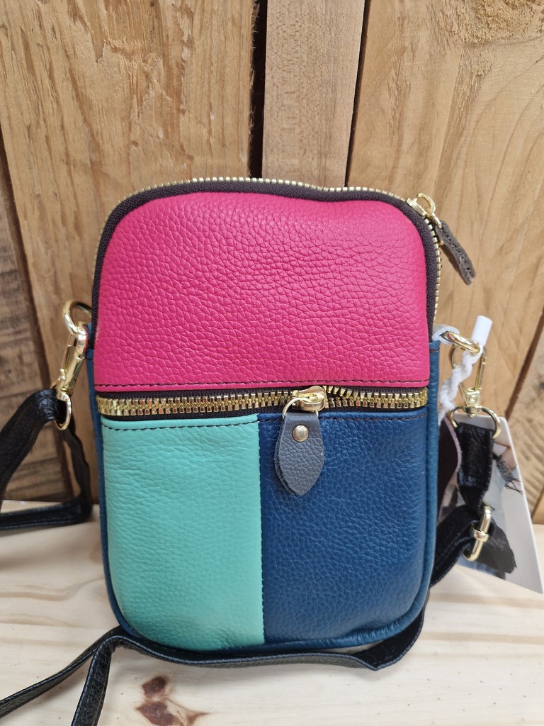 Pochette sac "Coloria" cuir fuchsia