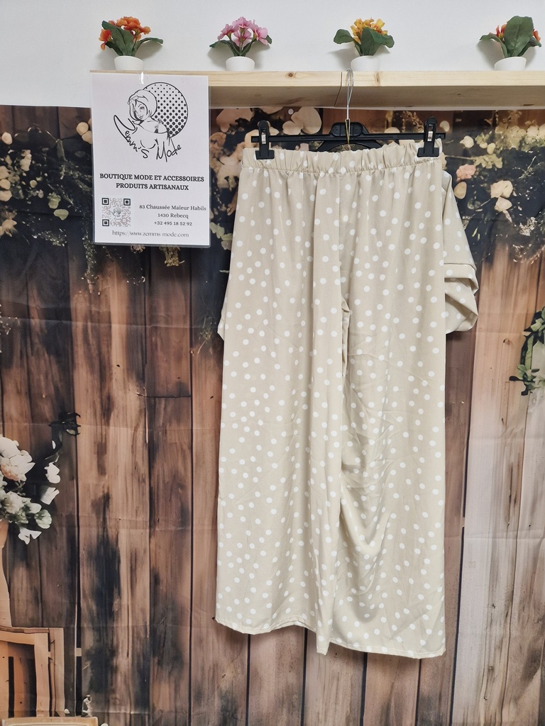 Ensemble beige à pois blanc