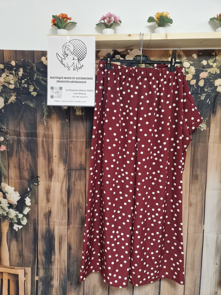 Ensemble bordeaux à pois blanc