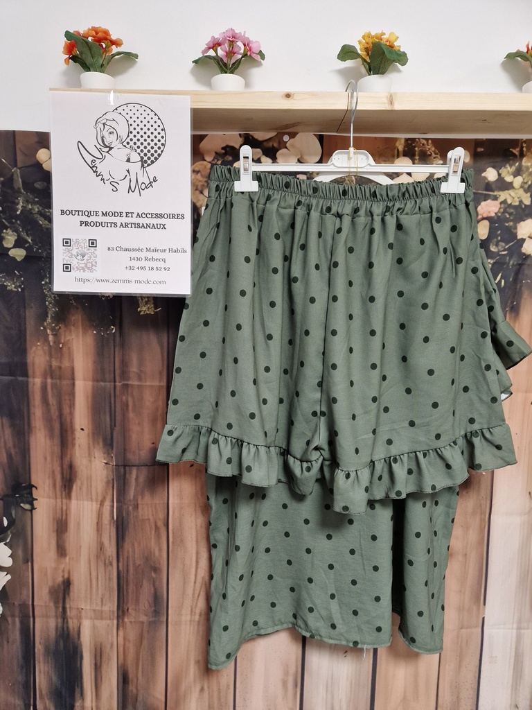 Ensemble kaki "Audrey" à pois