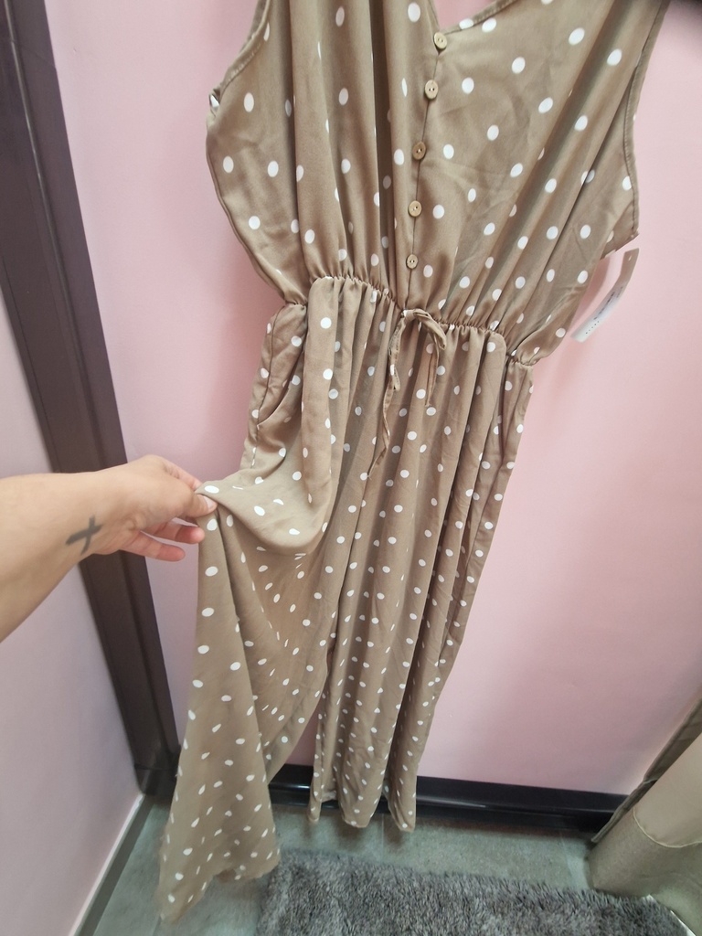 Combinaison beige à pois