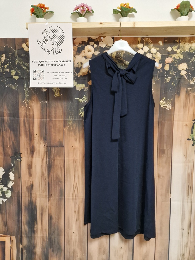 Robe "Lydia" col rond bleue marine