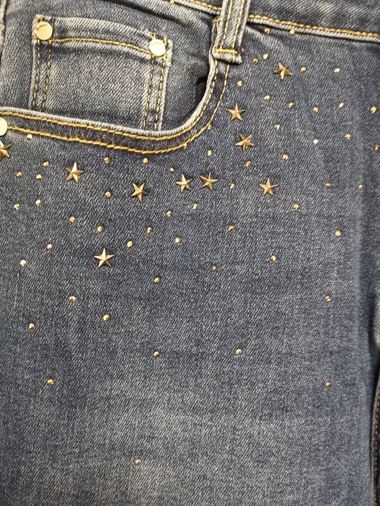 Jeans Wide Leg bleu moyen strass