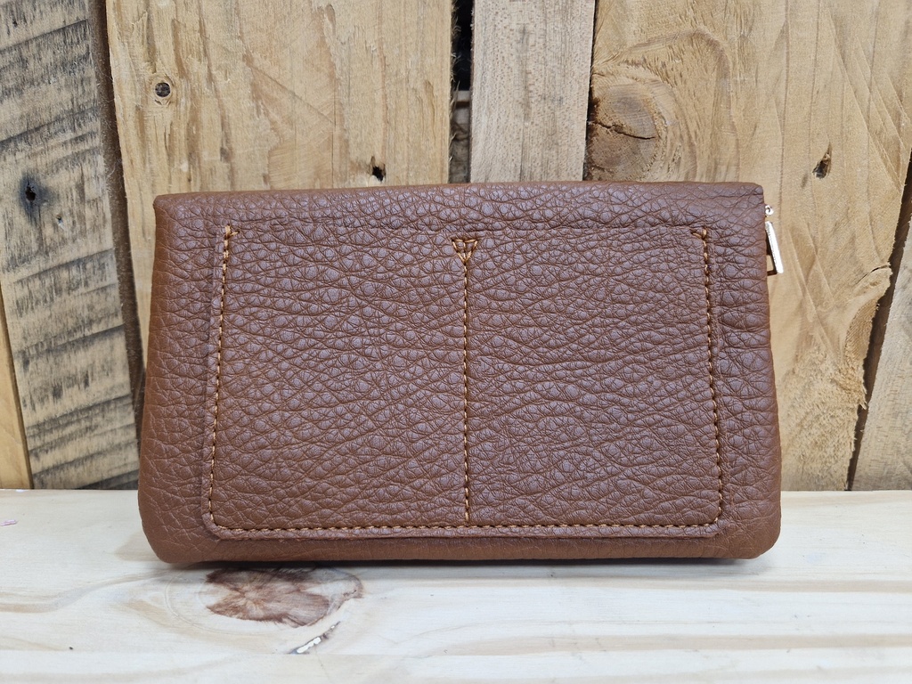 Pochette double ouverture "Dalhia" brune