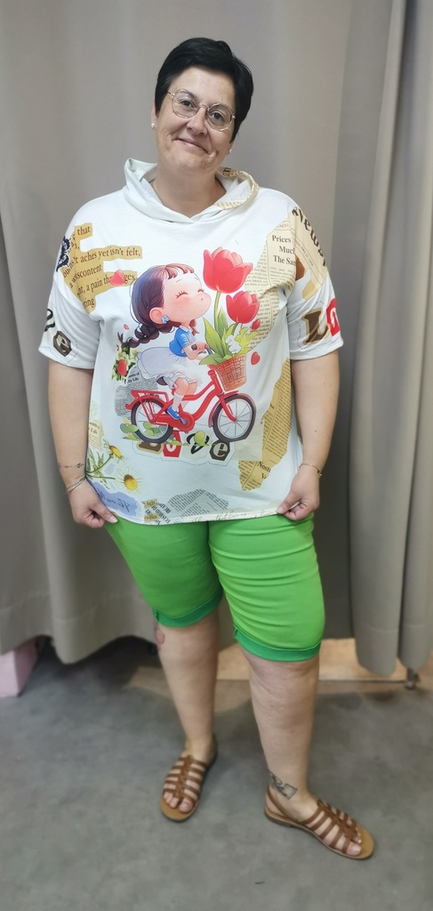 Blouse sweat à capuche avec fillette jaune