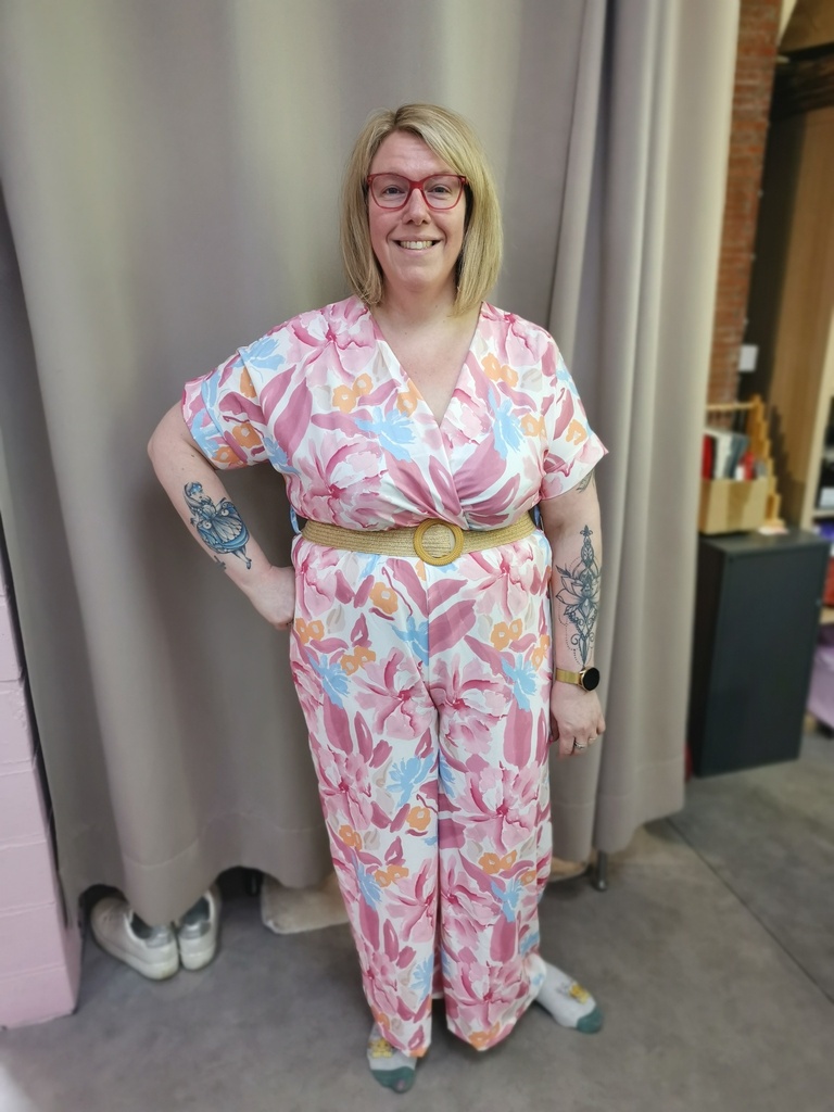 combi longue "Sita"rose manches courtes