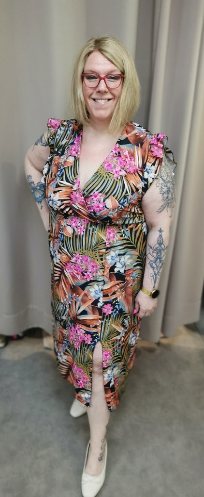 Robe "Jane" fleurie noire