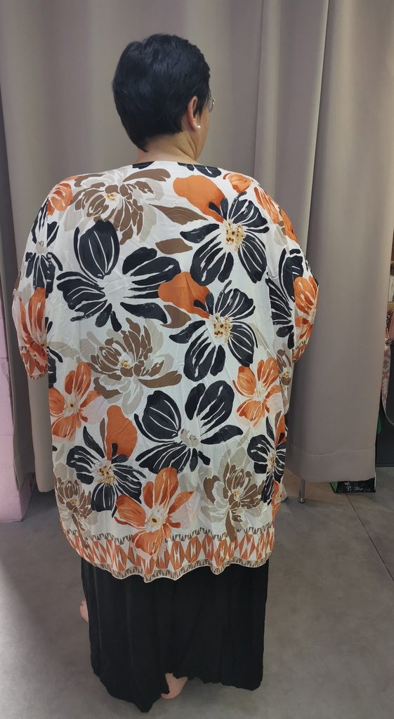 Kimono "Jade" noir et orange