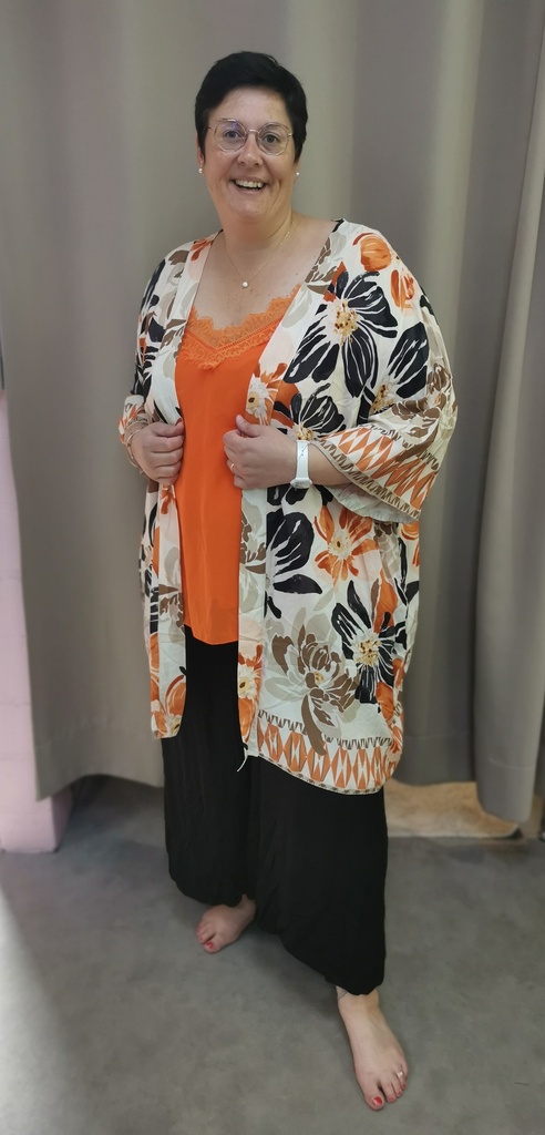 Kimono "Jade" noir et orange