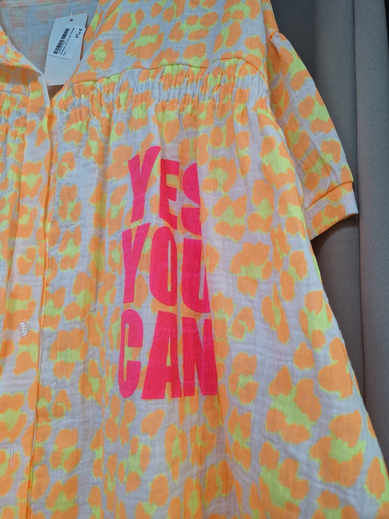 Chemise "yes you can" rose fluo