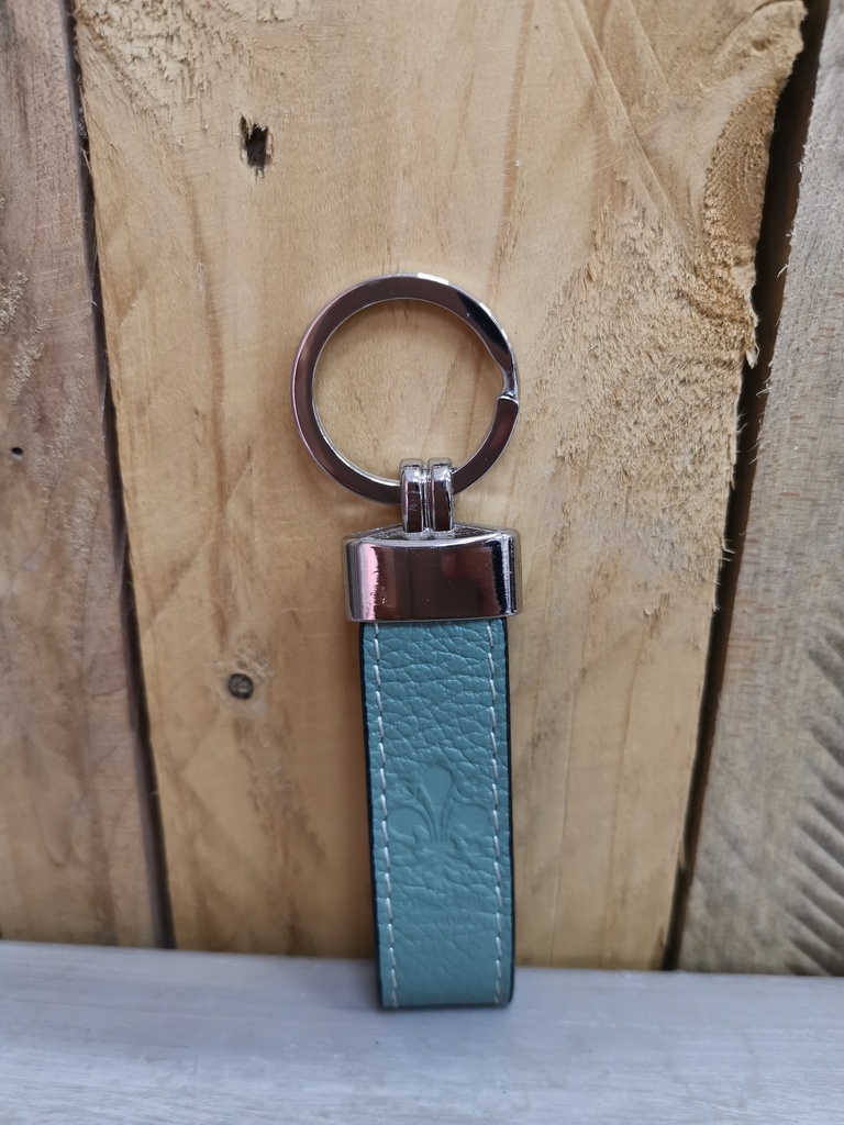 Porte-clefs en cuir vert eau