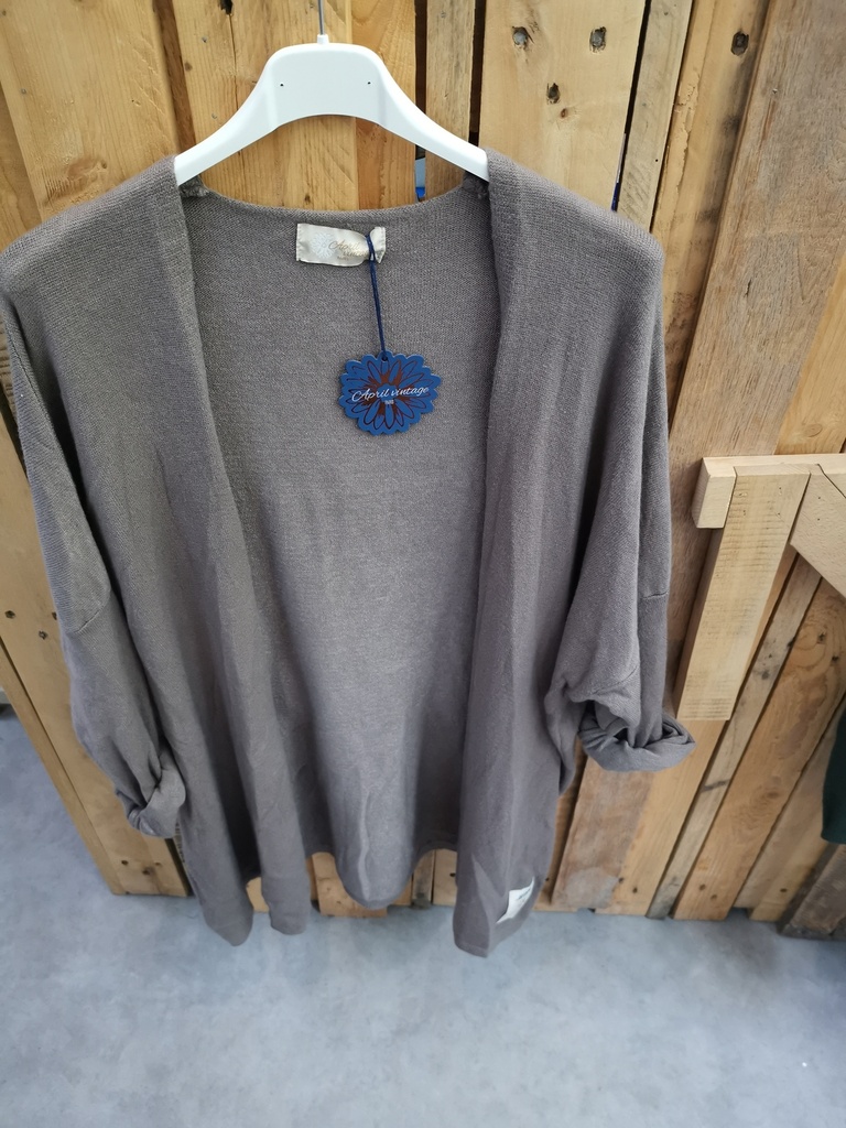Gilet long uni "Oriane" taupe