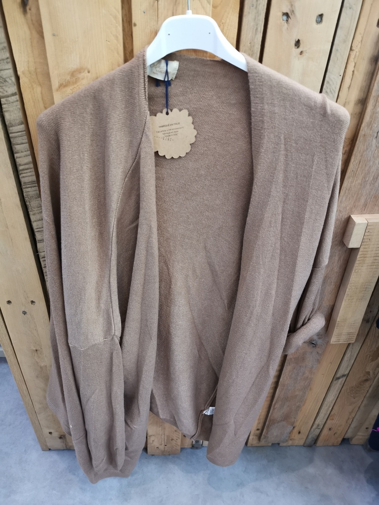 Gilet long uni "Oriane" camel