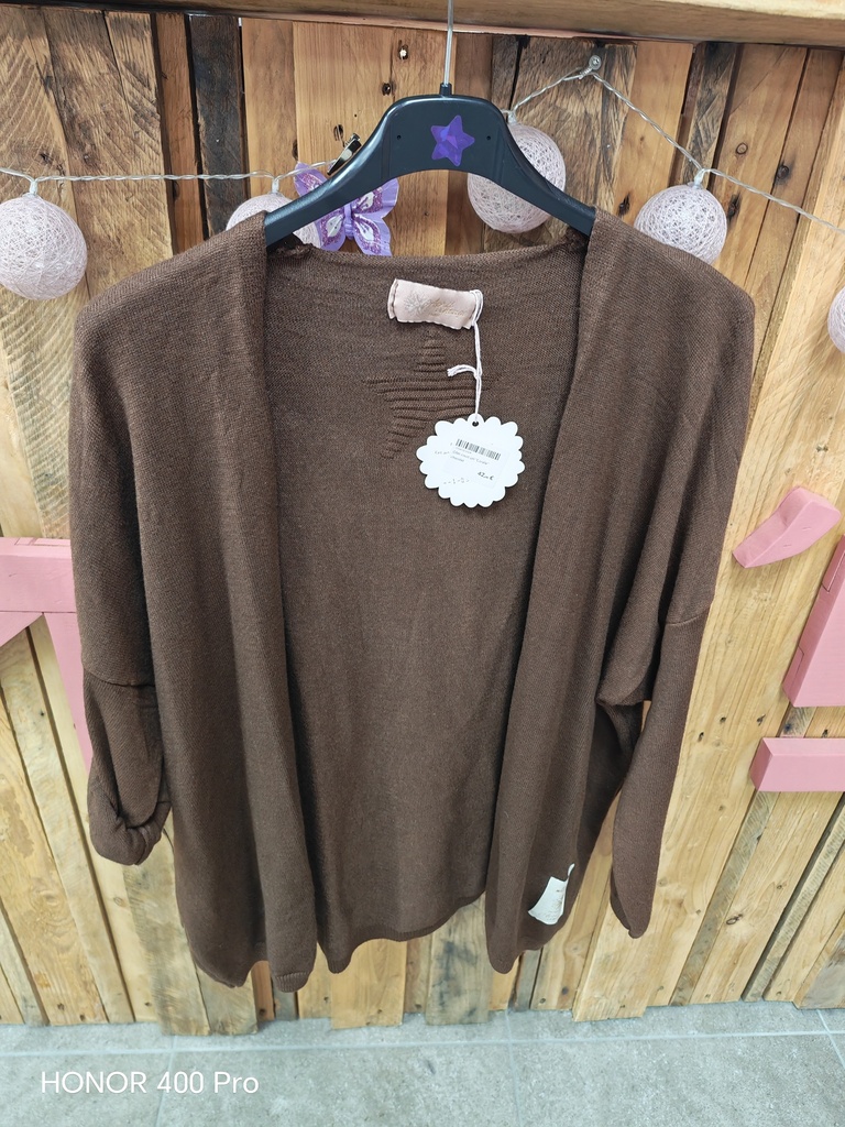 Gilet court uni "Coralie" chocolat
