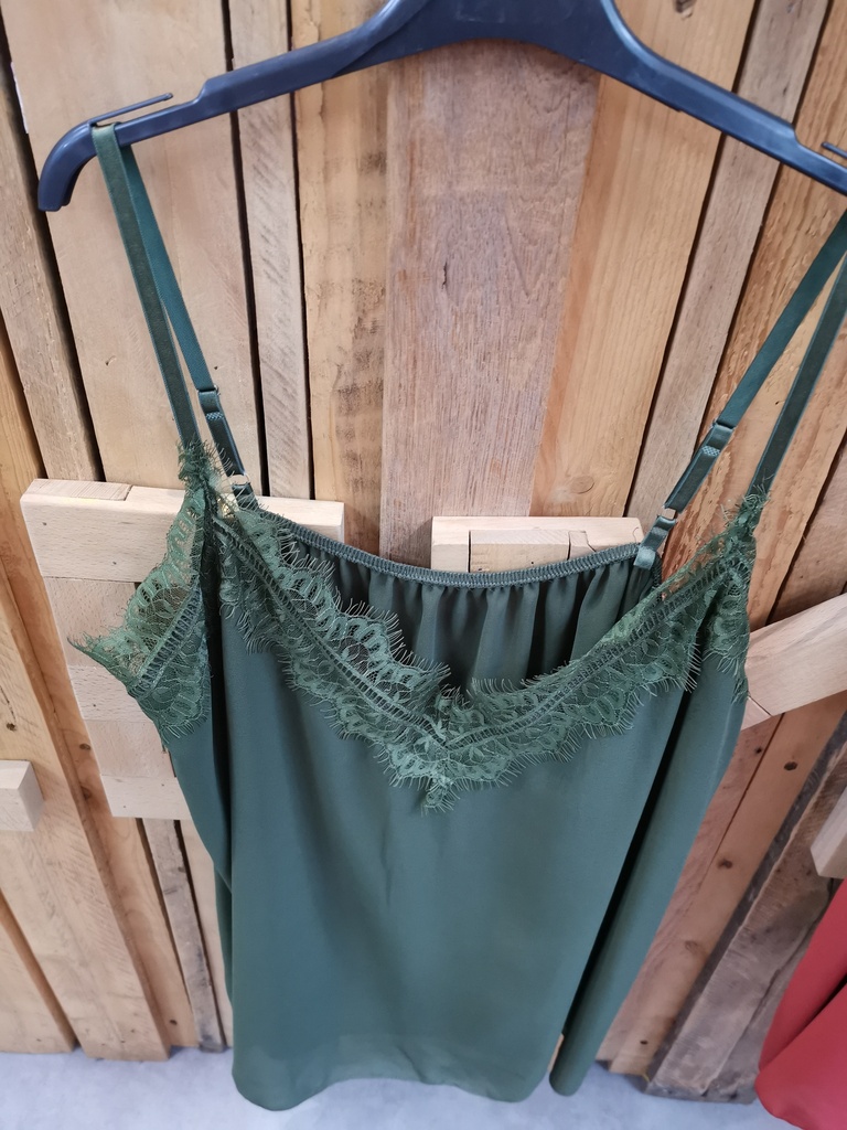 Top fines bretelles kaki