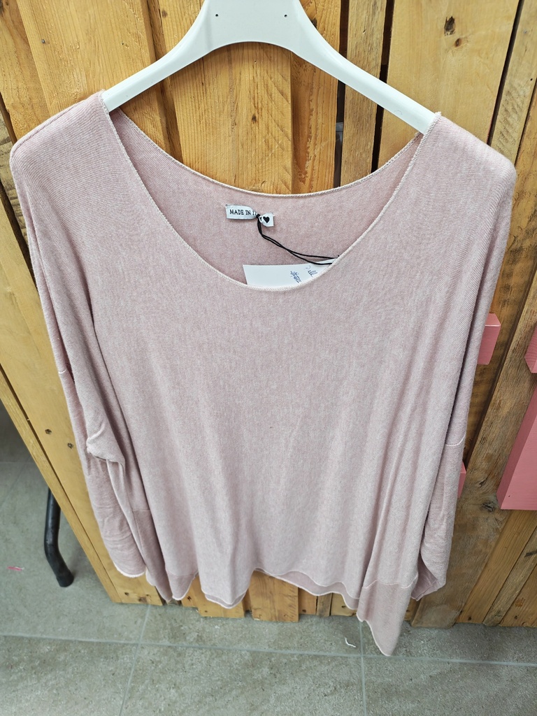Pull uni léger "Stephy"rose pâle