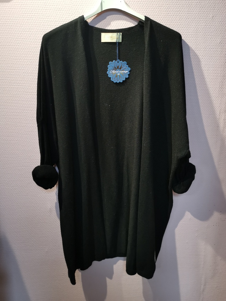 Gilet long uni "Oriane" noir