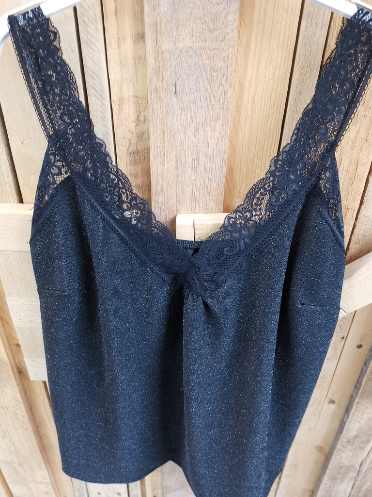 Top dentelle "Dina" noir-pailleté pt