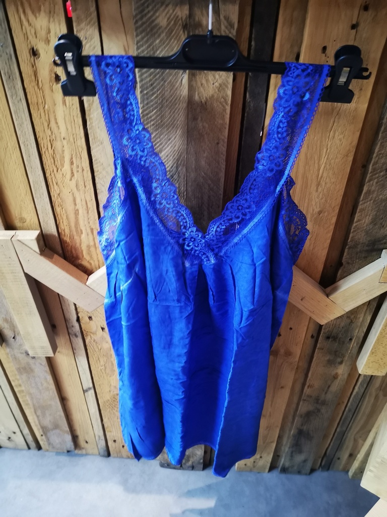 Top uni dentelle "Tiana" bleu roi